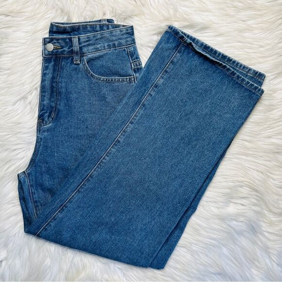 SHEIN Wide Leg High Waisted Jeans Medium Wash Size 26 - Picture 1 of 4